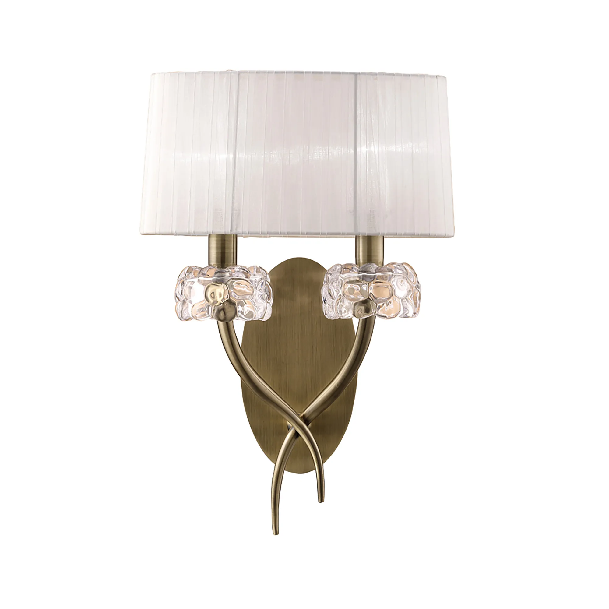 Loewe Antique Brass-White Wall Lights Mantra Armed Wall Lights